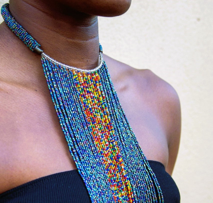 Bead Necklace - Blue & Multi