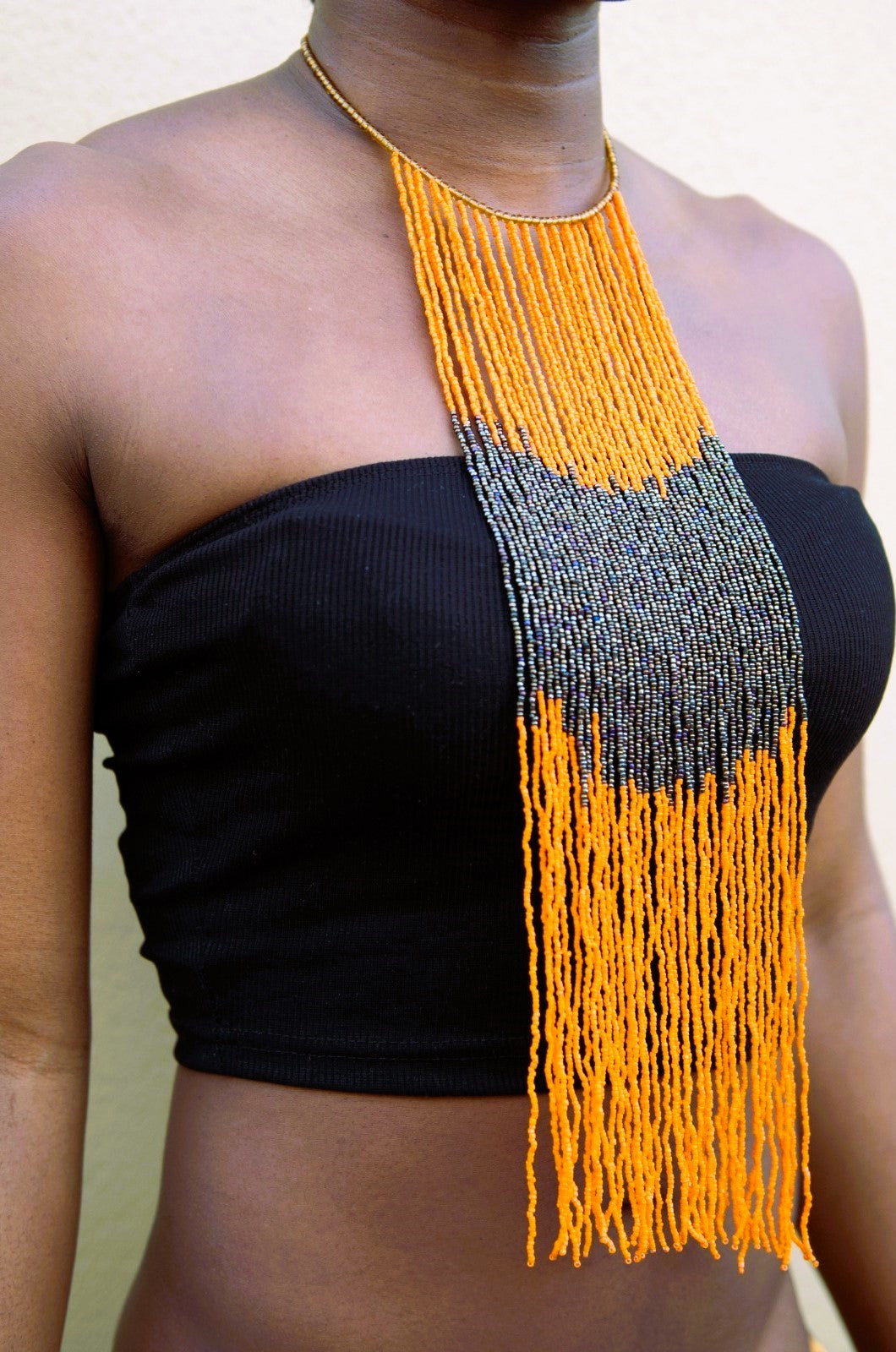 Bead Necklace - Orange & Black