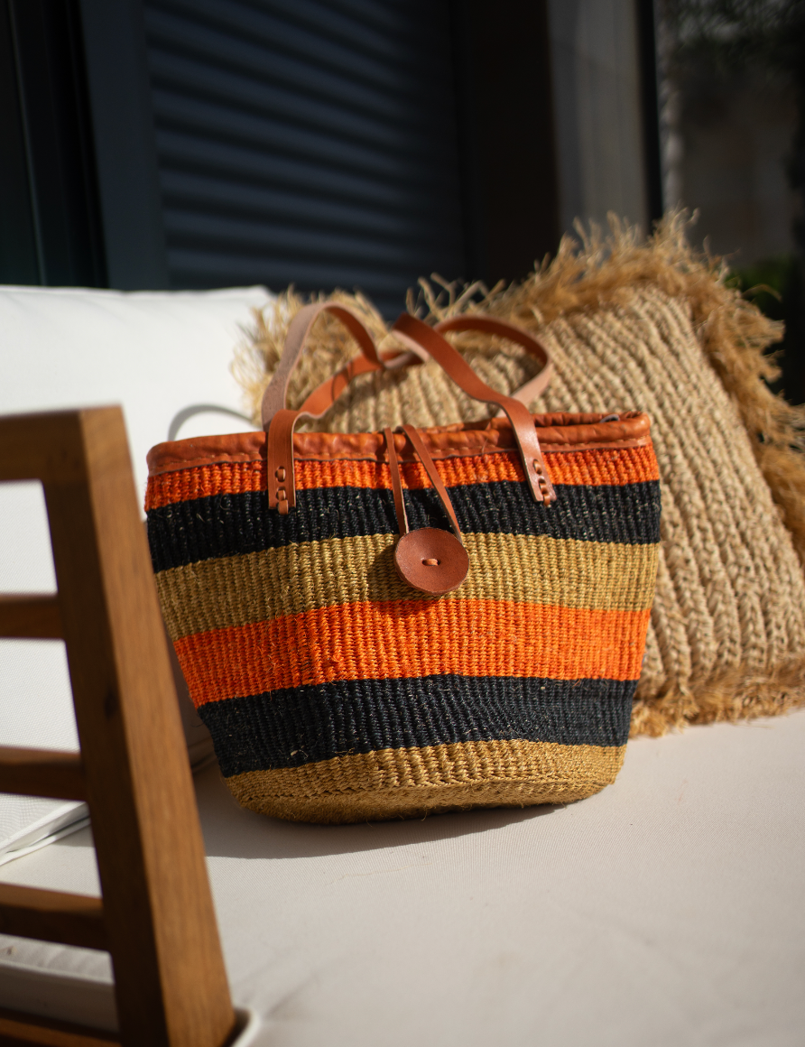 Woven Bag - Orange & Black Medley