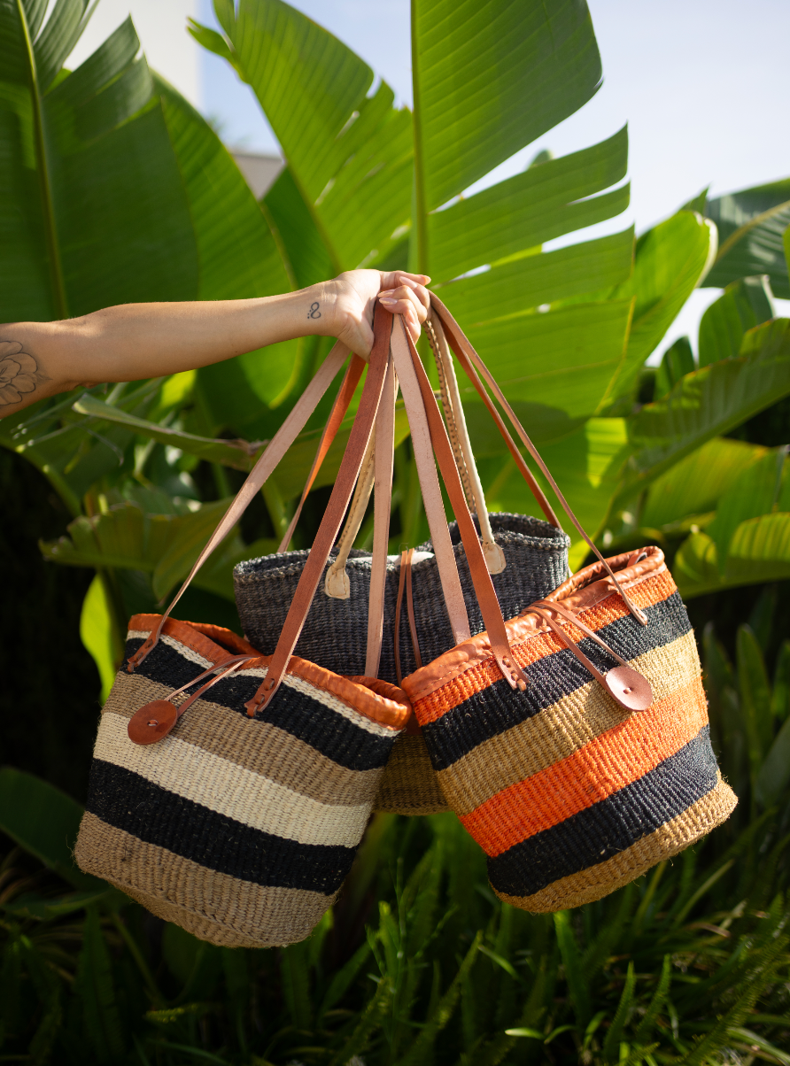 Woven Bag - Orange & Black Medley