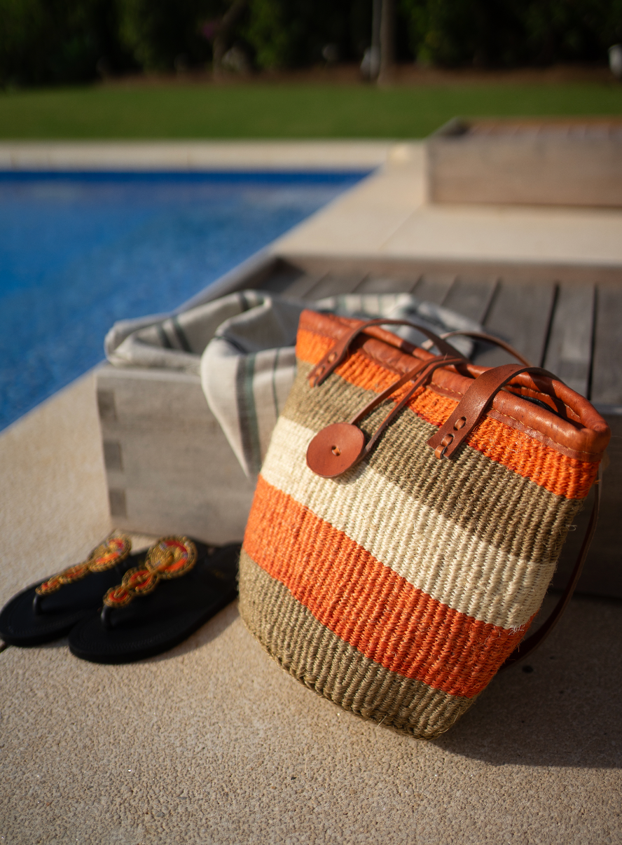 Woven Bag - Orange & Cream Medley