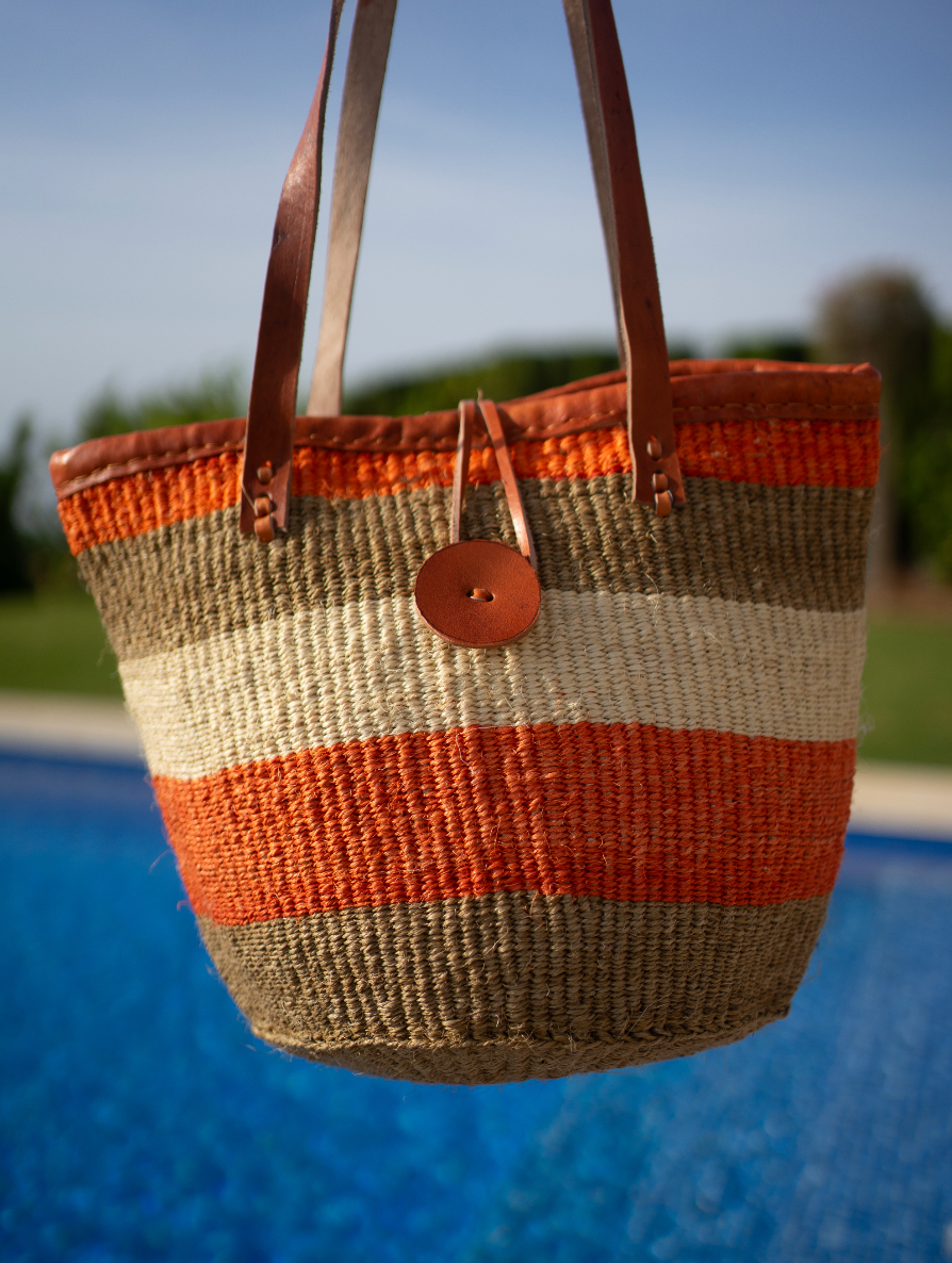 Woven Bag - Orange & Cream Medley