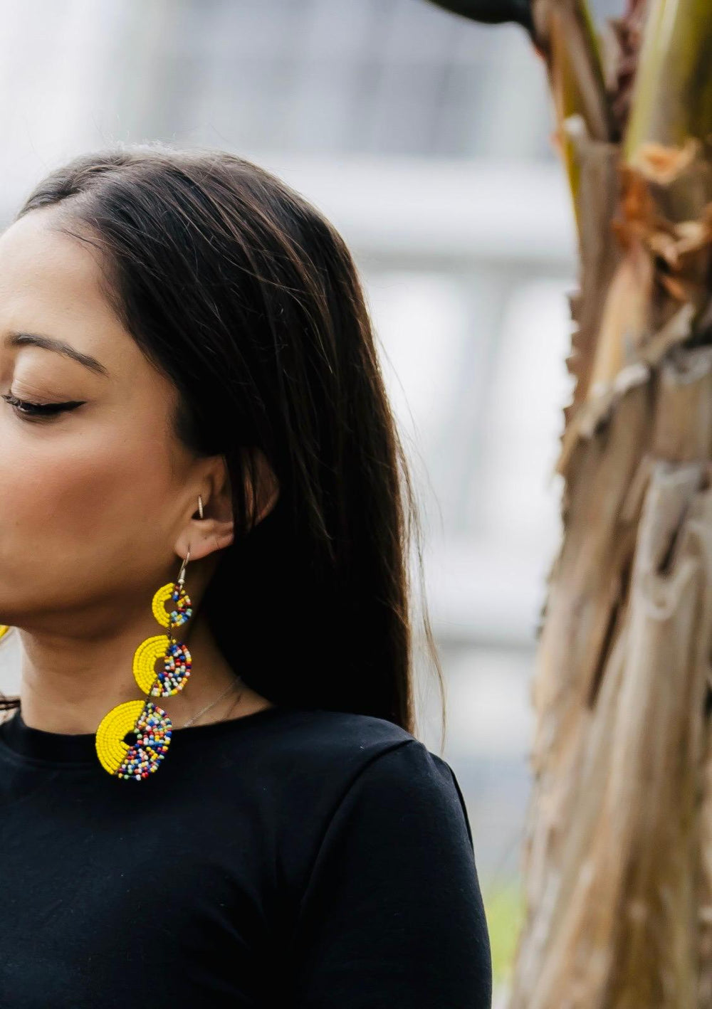 Earrings Beaded - Yellow